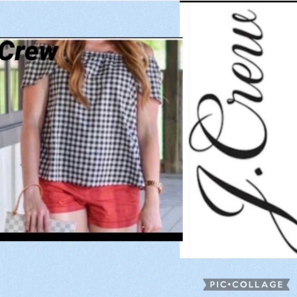 NEW Jcrew Gingham Off The Shoulder Top Size Medium vs